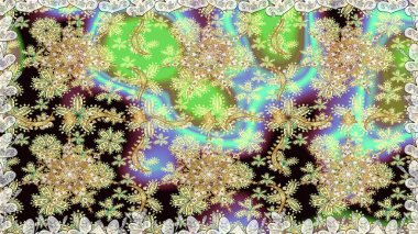 Barok tarzında kusursuz bir doğulu süsü. Raster oryantal süs. Altın elementlerle nötr renklerde altın desen. Geleneksel klasik altın desen.