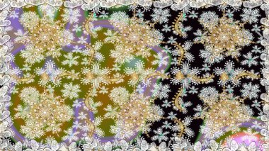 Barok tarzında kusursuz bir doğulu süsü. Raster geleneksel altın pürüzsüz desen nötr renkler üzerinde.