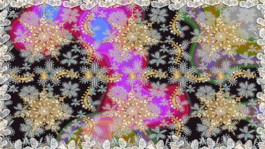 Barok tarzında kusursuz bir doğulu süsü. Gri renkli ve altın elementli geleneksel klasik altın sarısı desen.