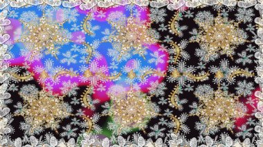 Raster oryantal süs. Geleneksel klasik altın desen. Gri renkli ve altın elementli altın desenli. Barok tarzında kusursuz bir doğulu süsü..