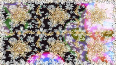 Tekrarlayan elementlerle kusursuz soyut arkaplan. Klasik raster şablonu. Gri ve altın desenli.