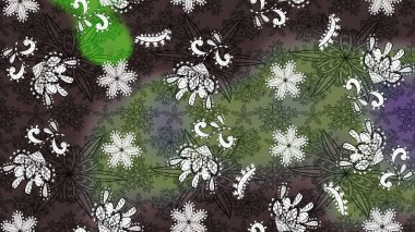 Raster illüstrasyonundaki çiçek desenli çizim. Renkli Bahar Teması eskiz kalıbı. Düz Çiçek Elementleri Tasarımı. Gri ve yeşil renkte çiçekler.