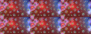 Çiçekli, yapraklı, çiçek desenli eskiz. Raster illüstrasyonu. El çizimi.