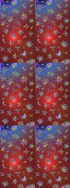 Düz Çiçek Elementleri Tasarım Raster illüstrasyonu. Kahverengi ve kırmızı renkte çiçekler. Renkli bahar temalı eskiz kalıbı. Çiçekli çiçek deseni, suluboya..