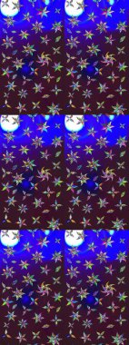 Düz Çiçek Elementleri Tasarımı. Raster. Renkli Bahar Teması çizim şablonu.