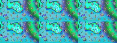 Raster illüstrasyonu. Raster deseni. Küçük çiçekteki sevimli çiçek deseni. # Mavi ve yeşil renkte yaz çiçekleri #.