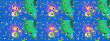 Çiçekli el çizimi çizimi deseni. Modern gelişim mavi ve yeşil raster arkaplan duvar kağıdı resimleme klasik çizgili iz sürme desenli çiçekler, çiçekli süsler.