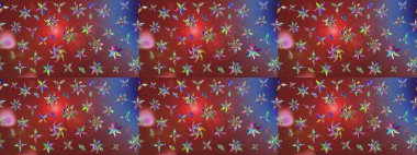 Raster suluboya çiçek deseni, narin çiçekler, kahverengi ve kırmızı çiçekler, tebrik kartı şablonu. Raster Güzel kumaş deseni.