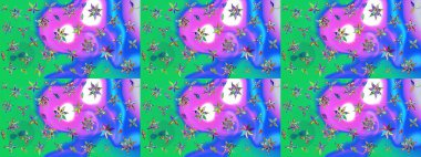 Raster illüstrasyonu. Çiçekli, yapraklı, çiçek desenli eskiz. El çizimi.