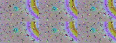 Renkli Bahar Teması eskiz kalıbı. Düz Çiçek Elementleri Tasarımı. Gri ve nötr renkte çiçekler. Asya tekstil tarzında. Raster illüstrasyonu. Çiçek desenini çiz.