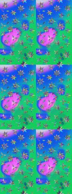 Renkli Bahar Teması eskiz kalıbı. Raster illüstrasyonundaki çiçek desenli çizim. Güzel kumaş deseni. Düz Çiçek Elementleri Tasarımı.