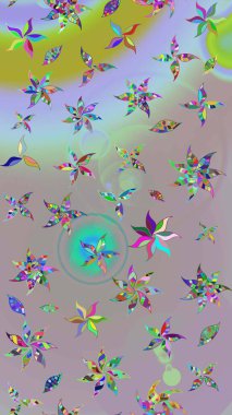 Tarafsız ve gri renklerde çiçekler. Raster illüstrasyonu. Çizim çiçek deseni duvar kağıdı için kullanılabilir.