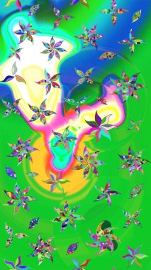 Güzel kumaş deseni. Renkli Yaz Temalı eskiz kalıbı. Düz Çiçek Elementleri Tasarımı. Raster illüstrasyonunda çiçek deseni çizimi.