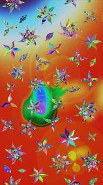 Raster Güzel kumaş deseni. Raster suluboya deseni, narin çiçekler, turuncu ve kırmızı çiçekler, tebrik kartı şablonu..