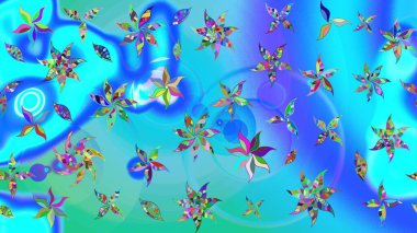 Güzel kumaş deseni. Raster Illustrasyon 'daki Çiçek Deseni' nin son moda çizimi. Renkli Yaz Temalı eskiz kalıbı. Düz Çiçek Elementleri Tasarımı.