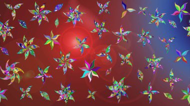 Düz Çiçek Elementleri Tasarımı. Güzel kumaş deseni. Raster Illustrasyon 'daki Çiçek Deseni' nin son moda çizimi. Renkli Yaz Teması çizim şablonu.