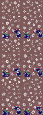 Raster illüstrasyonundaki çiçek desenli çizim. Çiçekler suluboya tarzında kahverengi ve nötr renklerde.