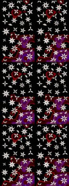 Küçük çiçekteki sevimli çiçek deseni. Yumuşak, yaz çiçekleri siyah ve nötr renklerde. Raster deseni. Raster illüstrasyonu.