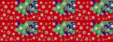 Süslü kumaş deseni. Raster illüstrasyonundaki çiçek desenli çizim. Renkli Bahar Teması eskiz kalıbı. Düz Çiçek Elementleri Tasarımı.