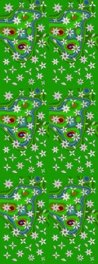 Şirin çiçekli eskiz deseni ve yeşil ve nötr renklerde yapraklar, suluboya çiçek deseni, duvar kağıdı, kart ya da kumaş için fayanslı. Raster illüstrasyonu.