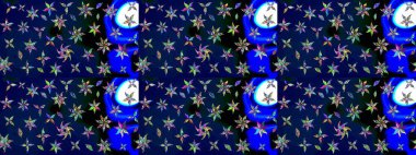 Sevimli çiçek raster deseni. Renkli Bahar Teması eskiz kalıbı. Mavi ve siyah renkte çiçekler. Düz Çiçek Elementleri Tasarımı.