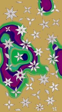 Düz Çiçek Elementleri Tasarımı. Güzel kumaş deseni. Renkli Yaz Temalı eskiz kalıbı. Raster illüstrasyonunda çiçek deseni çizimi.