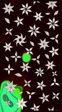 Raster illüstrasyonundaki çiçek desenli çizim. Suluboya tarzında siyah ve nötr renkler üzerine çiçekler.