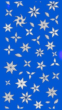 Sevimli çiçek raster deseni. Renkli Bahar Teması eskiz kalıbı. Düz Çiçek Elementleri Tasarımı. Mavi ve nötr renkte çiçekler.