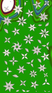 Suluboya çiçekli çiçek deseni. Yeşil ve nötr renklerde güzel bir tekstil. Raster illüstrasyonu.