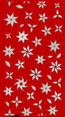 Kırmızı ve nötr renklerde çiçekler. Çizim çiçek deseni duvar kâğıdı olarak kullanılabilir. Raster illüstrasyonu.