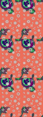 Raster illüstrasyonu. Küçük çiçekteki sevimli çiçek deseni. Raster deseni. Turuncu ve nötr renklerde yaz çiçekleri.