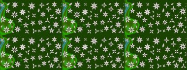 Yeşil ve nötr renklerde çiçekler. Küçük çiçekte sevimli çiçek deseni var..