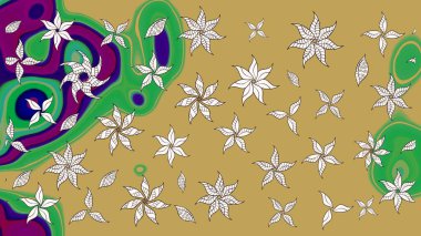 Raster illüstrasyonu. Şirin çiçek elementleri. Renkli Bahar Teması eskiz kalıbı. Düz Çiçek Elementleri Tasarımı. Çizim deseni Modaya uygun kumaş deseni.