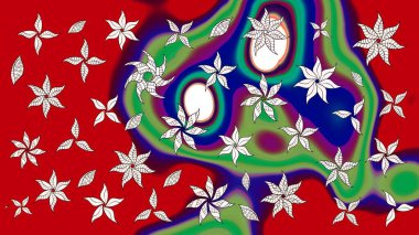 Raster stili kumaş deseni. Çiçekler suluboya çizim deseni.