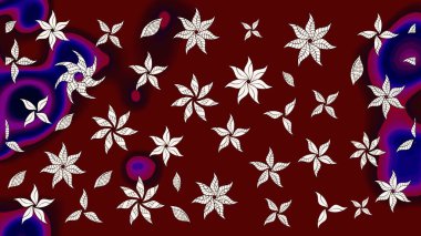 Raster illüstrasyonu. Kibar, yaz çiçekleri kırmızı ve kahverengi renklerde. Küçük çiçekteki sevimli çiçek deseni. Raster deseni.