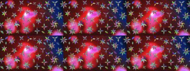 Çiçekli karalama şeklinde Raster çiçek deseni. Kahverengi ve kırmızı renkte çiçekler. Yumuşak, bahar çiçekli arka plan.