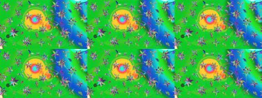 Raster illüstrasyonundaki çiçek desenli çizim. Düz Çiçek Elementleri Tasarımı. Renkli Bahar Teması eskiz kalıbı. Süslü kumaş deseni.