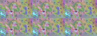 Düz Çiçek Elementleri Tasarım Raster illüstrasyonu. Tarafsız ve yeşil renklerde çiçekler. Renkli Bahar Teması eskiz kalıbı. Çiçek eskiz kalıbı geçmişi.