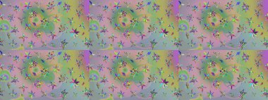 Vadinin çiçekleri tarafsız ve yeşil renklerde. Çiçekler. Soyut etnik raster çizim kalıbı.