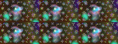 Ağaç dallı bahar çiçekleri ile desen, yeşil ve kahverengi renkler ile çiçek silueti. Raster deseni.