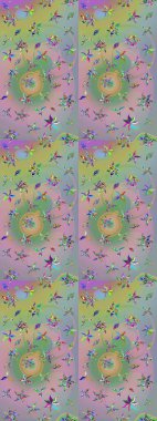 Elle boyanmış suluboya resim çizimleri, çiçekler ve bitkiler. Tarafsız ve yeşil renkte çiçekler.