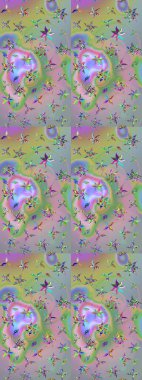 Eskiz arkaplan modeli. Suluboya, elle çizilmiş. Raster - stok. Vadinin çiçekleri tarafsız ve yeşil renklerde.