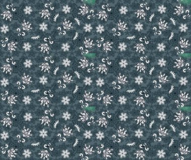 Raster illüstrasyonu. Raster deseni. Küçük çiçekteki sevimli çiçek deseni. # Yeşil ve mavi renkte yaz çiçekleri #.