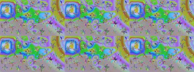 Raster illüstrasyonu. Çiçekli, yapraklı, çiçek desenli eskiz. El çizimi.