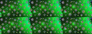 Arkaplan dokusu, duvar kağıdı, yeşil ve mavi renkli çiçek teması. Kabile sanatı boho baskısı, klasik çiçek arkaplanı. Soyut etnik raster çizim kalıbı.