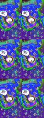 Suluboya çizimi. El çizimi. Mavi ve mor renkli çiçekler. Çiçekli çizim deseni.