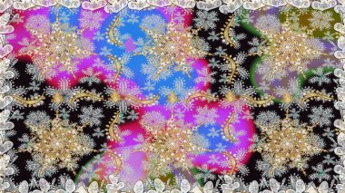 Kusursuz klasik altın desen. Raster geleneksel oryantasyon süsü. Altın elementlerle gri renklerde altın desen.