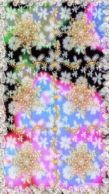 Raster geleneksel altın pürüzsüz deseni nötr renklerde. Barok tarzında kusursuz bir doğulu süsü..