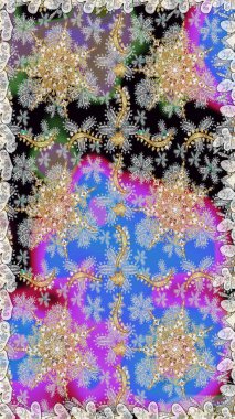 Barok tarzında altın çiçek süsü. Antika altın tekrarlanabilir duvar kağıdı. Gri renklerdeki altın element. Damask arkaplanı tekrarlayan kusursuz desen.