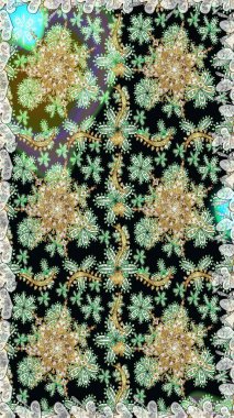 Geleneksel klasik altın desen. Barok tarzında kusursuz bir doğulu süsü. Raster oryantal süs. Altın elementlerle siyah renklerde altın desen.